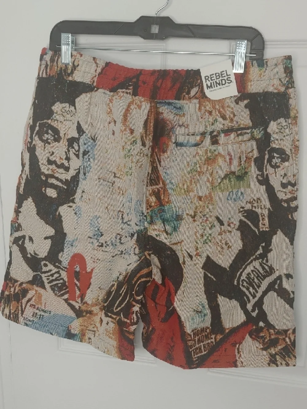 Abstract Print Men's Flat Front Shorts - Multicolor